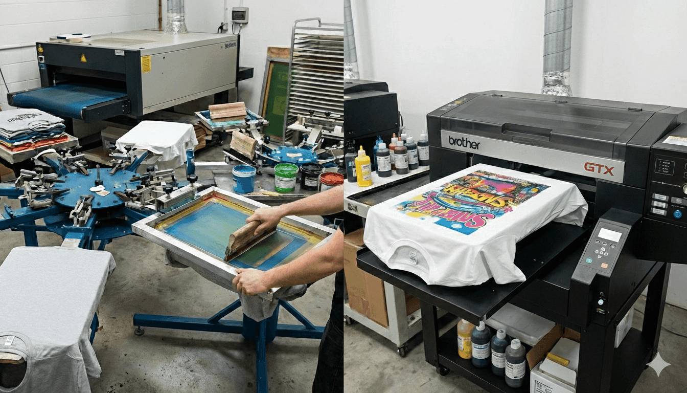 Comparaison entre sérigraphie traditionnelle et impression numérique DTG sur textile