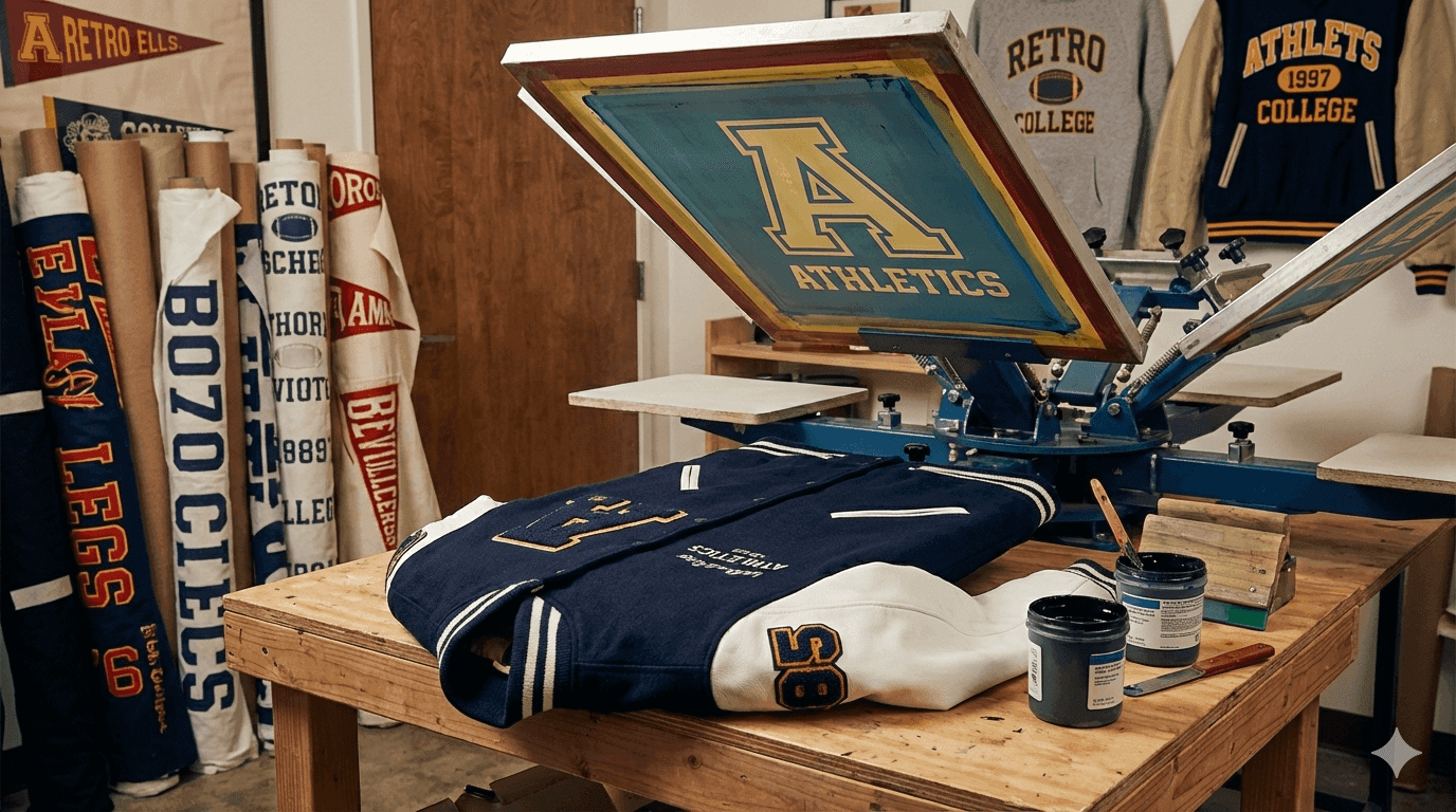 T-shirt avec lettrage varsity en puff ink sérigraphie